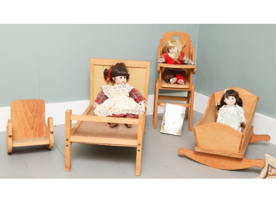 GROUPING OF DOLLS and DOLL FURNITURE
