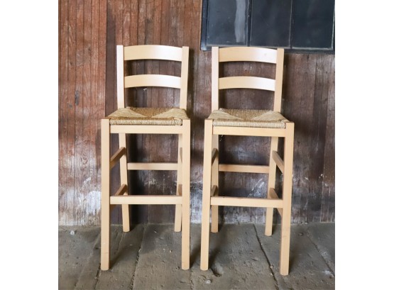 PAIR OF LADDER BACK STOOLS MADE IN ITALY
