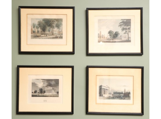 (4) HAND COLORED ENGRAVINGS OF YALE COLLEGE