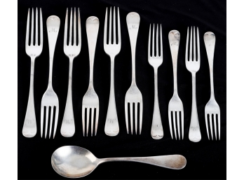 GROUPING OF ENGLISH SILVER PLATED FLATWARE