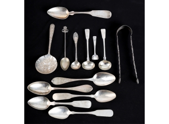 GROUPING OF COIN AND STERLING SILVER FLATWARE