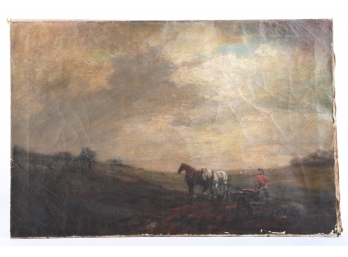 (19th / 20th c) J.W. WRIGHT 'Plowing the Fields'