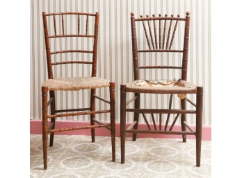 (2) PARLOR CHAIRS with FAUX BAMBOO TURNINGS