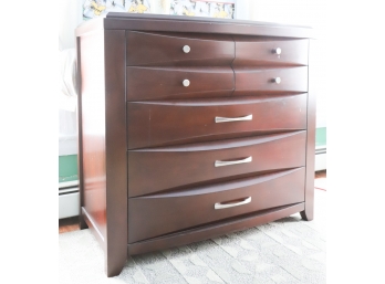 PALLISER BOW FRONT PANELED CHEST OF DRAWERS