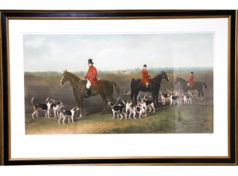 ENGLISH COLOR ENGRAVING OF A HUNT SCENE c1860