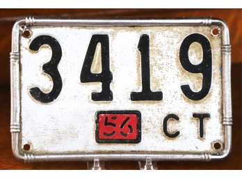 1956 CONNECTICUT MOTOR CYCLE LICENSE PLATE