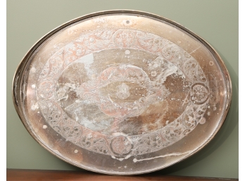 SHEFFIELD SILVER-PLATE OVER COPPER OVAL TRAY