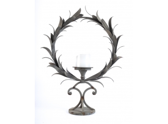LAUREL WREATH CENTERPIECE with CANDLE