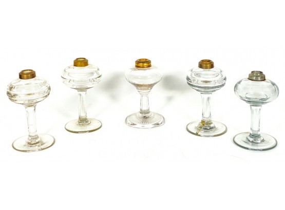 GROUP OF (5) CLEAR GLASS LAMP FONTS