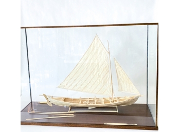 *CASED AZORES BONE CONSTRUCTED BOAT MODEL