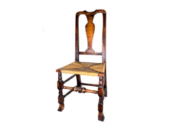 NEW ENGLAND QUEEN ANNE TIGER MAPLE CHAIR