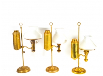 (3) BRASS STUDENT LAMPS