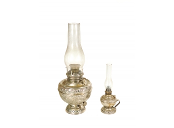 (2) VICTORIAN NICKEL-PLATED LAMPS