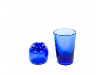 (2) 19TH CENTURY AMERICAN COBALT FLINT GLASS