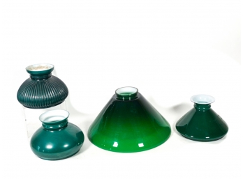 (3) EMERALD CASED GLASS LAMP SHADES