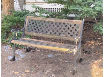 BERKELEY FORGE CAST IRON AND WOOD PARK BENCH