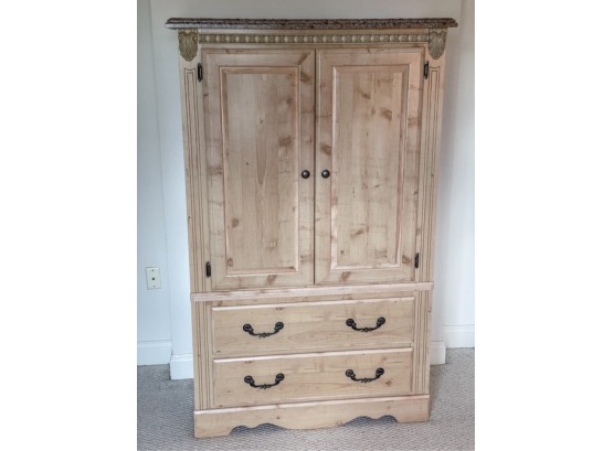 FRENCH STYLE CONTEMPORARY ARMOIRE, FAUX MARBLE TOP
