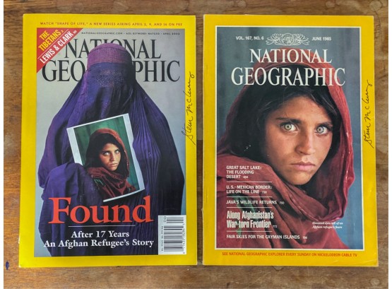 (2) STEVE MCCURRY SIGNED 'AFGHAN GIRL' NAT GEOS