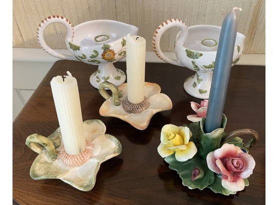 (2) PAIR and (1) SINGLE CANDLESTICKS