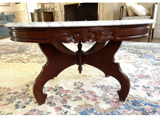 20TH C OVAL MARBLE TOP COFFEE TABLE