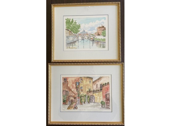 (2) FRAMED ROME, ITALY WATERCOLORS