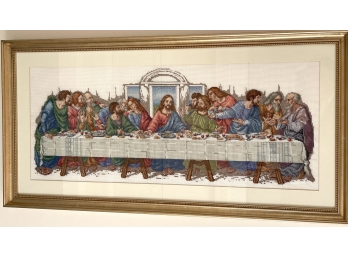 LATE (20TH C) FRAMED NEEDLEWORK OF THE LAST SUPPER