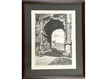 SIGNED ITALIAN PRINT ARCH AND COLOSSEUM
