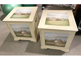 PR MODERN PAINT DECORATED END TABLES OR BOXES