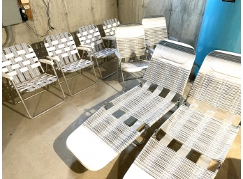 (4) WEB FOLDING CHAIRS W/ (2) OTHERS & (2) CHAISE