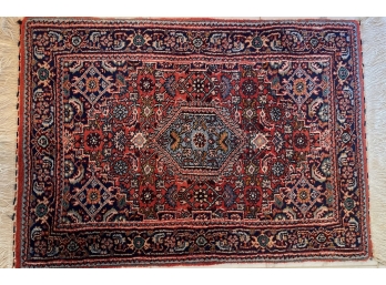 LATE 20TH C SMALL HANDMADE ORIENTAL SCATTER RUG