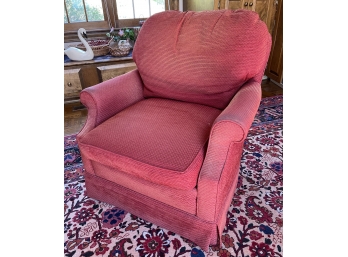 RED UPHOLSTERED SWIVEL CHAIR