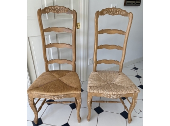 LATE (20TH C) PAIR RUSH SEAT FRENCH PROVENCIAL