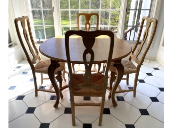 QUALITY HARDWOOD FRENCH PROVENCIAL TABLE & CHAIRS