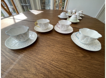 (4) SHELLEY BONE CHINA CUPS AND SAUCERS