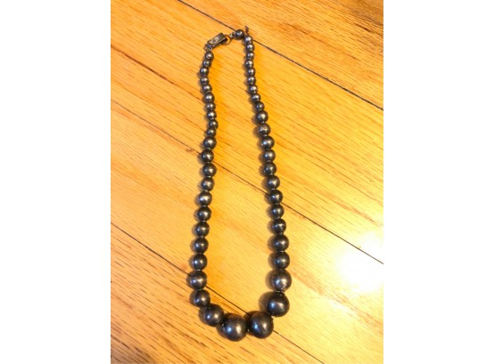 STERLING SILVER BEADED NECKLACE .41 OZT