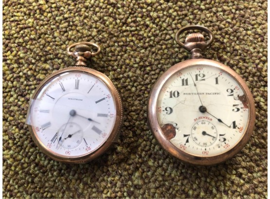 (2) VINTAGE POCKET WATCHES W/ STAND