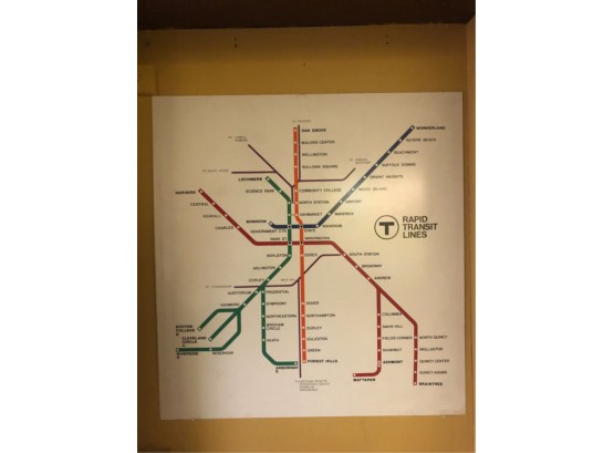 (2) BOSTON T LINE MAP SIGNS