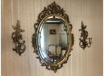 COMPOSITE HANGING MIRROR WITH SCONCES