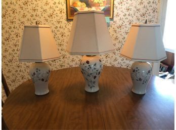 (3) MATCHING FLORAL PATTERN TABLE LAMPS
