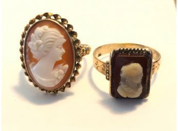 10K CAMEO RING AND 14K VICTORIAN CAMEO RING 4.8DWT