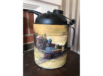 VINTAGE OIL CAN HAND PAINTED BY B. TRUDELL