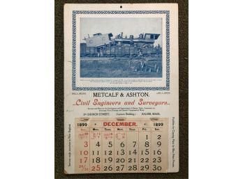 METCALF & ASHTON DECEMBER 1899 CALENDAR BOARD