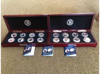 (16) DONALD J TRUMP SILVER PLATED PROOF COINS W/ CASES