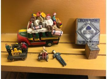 (6) PIECE RAILWAY/CAR RELATED TOYS/STAMPS