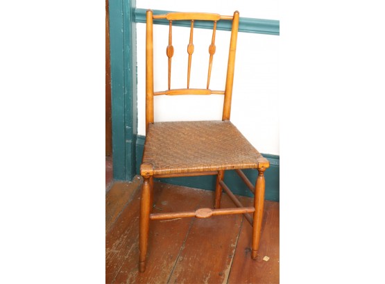 (19th c) MAPLE SIDE CHAIR with SPLIT ASH SEAT