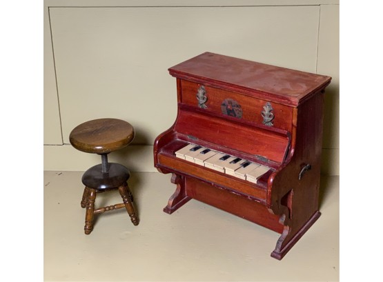 UPRIGHT DOLL HOUSE PIANO and STOOL