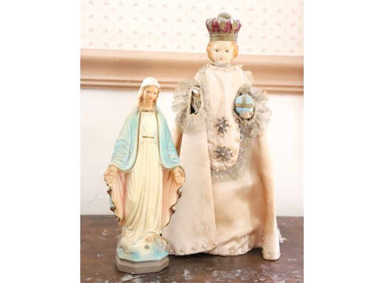 CHALKWARE FIGURES OF MARY and JESUS