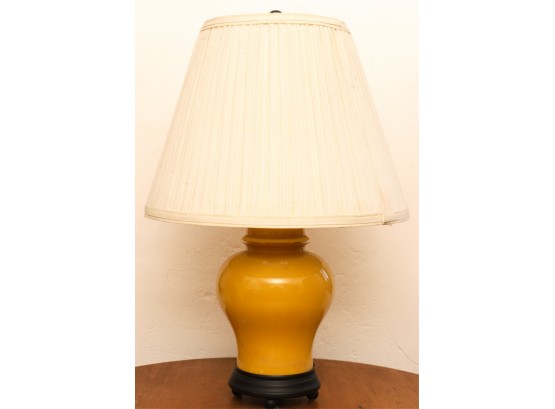 OVOID GLASS TABLE LAMP REVERSE PAINTED in YELLOW