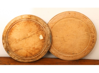 (2) TURNED & CARVED MAPLE BREAD BOARDS