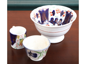 GAUDY WELCH BOWL, CUP & PEARLWARE SOFT PASTE CUP